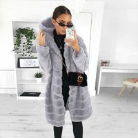 Clothing Slim Fit Long Wool Like Coat Hooded Trench Jacket Elegant Office Commuter Outerwear Winter