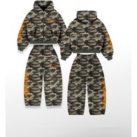 Men's Clothing Men's Y2K Camouflage Print Rhinestone Sweatshirt Long Sleeved Pullover Hoodie Dark Punk Hip Hop Street Style Sweatpants