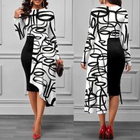 round neck elegant layered buttock MIDI dress irregular patchwork dress