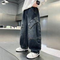 Boys' Stylish Workwear Jeans Spring Autumn Pants New Trendy Medium And Large Children's Clothing