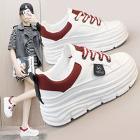 Women's shoes match color thick sole inner increase leather casual shoes fashion women's board shoes