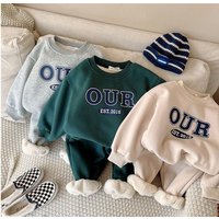 clothing round neck sweatshirt suit casual autumn winter suit long sleeved letter thick sweatshirt suit trend