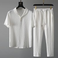 Casual 2024 summer thin bark sports suit fashion short sleeved pants trend