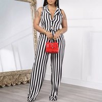 Clothing Fashion Casual White Striped Vest Shirt High Waist Wide Leg Pants Suit