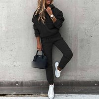Premium Fleece Tracksuit Set Long Sleeve Casual Sportswear & Cozy Two Piece Outfit Black Olive Charcoal Camel