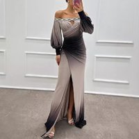 Clothing style contrast rendering dress autumn high end slim waist long sleeve dress