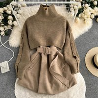 Clothing Elegant Knit Vest & Blazer Dress Set – Korean Inspired Spring Layering Two Piece