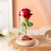 Simulation Rose Immortal Flower Glass Cover Small Gift Desktop Ornaments Valentine’s Day Christmas Gift New Products