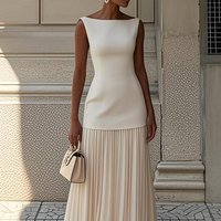 2025 European And American Women's Fashion Cross-Border Solid Color Sleeveless Vest + Knitted Skirt Two-Piece Set