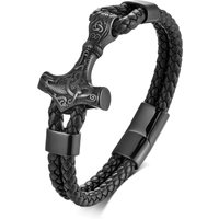 Men's Jewelry Fashion Stainless Steel Braided Leather Rope Bracelet Viking Jewelry