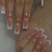European American Push On Wearable Nails Sweet Cool Flash High End Nail Art European Square Long Nail Art