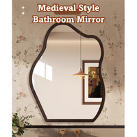 Vintage Style Wall-Mounted Self-Adhesive Vanity Hangable And Standable High-End Makeup Cloud Bathroom Mirror