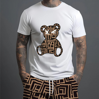 Women's Clothing Men's 3d Bear Print Short Sleeved T Shirt Suit Sports Oversized Tops Casual Loose Outdoor Summer Style