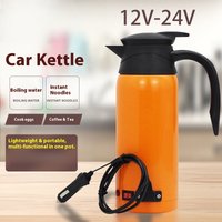 12V 24V Dual Voltage Car Kettle Fast Heating Portable Electric Travel Kettle Smart Auto Shut Off Stainless Steel Road Trips & Camping