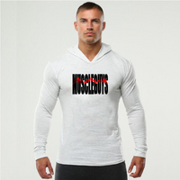 Men's fitness hoodie casual training top slim male sports undershirt pure cotton clothing