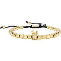 Copper Crown Titanium Steel Beaded Pineapple Bead Men's Adjustable Woven Bracelet