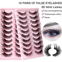 Beauty Health High Mink False Eyelashes 8d Thick Curling Fried Hair 10 Pairs Eyelashes Grafting Eyelashes