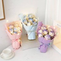 Christmas Rose Soap Flower Creative Crushed Ice Hand held Bouquet Gypsophila Dry Flower Valentines Day Rose Bouquet