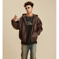 Retro Large Silhouette Leather Jacket Loose Tide Jacket
