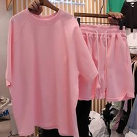 Clothing Loose Short Sleeved T Shirt Wide Leg Shorts Two Piece Suit