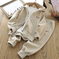  Sportswear Set Autumn Long Sleeve Hoodie & Pants Two Piece Outfit Breathable Polyester Comfort Fit Stylish Letter Print