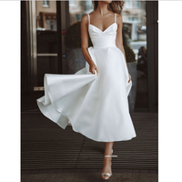 Women's solid color white suspender long skirt