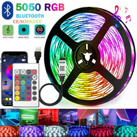5050 RGB LED Strip Lights 24 Key Remote & Bluetooth 5V USB TV Backlight Adjustable Mood Lighting Home Decor