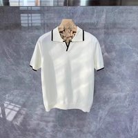 Clothing Summer contrast soft comfortable mature trend brand knitted Polo shirt retro lapel short sleeved T shirt T shirt