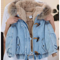 Kids' Winter Denim Jacket - Thickened Fleece-Lined Hooded Coat | Vintage Wash