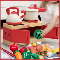 Juego de cocina de juguete para madres e hijos con estufa realista, utensilios de cocina y divertido juego de cortar