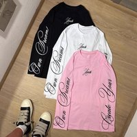 Y2k Retro Graphic Print T Shirt Casual Loose Fit Cotton Tee Block Long Sleeve Tops Relaxed Loose Fit