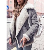 Motorcycle deerskin velvet lambswool coat lapel fur cotton coat