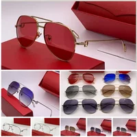 Gold frame red Woman Designer Sunglasses pilot horseshoe clasp design frames art lens coating eyewear