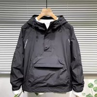 Hooded Top Loose Coat Pullover Zipper Pocket Big Pocket Workwear Spring Jacket Casual