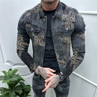 2024 Fashion Denim Printed Hoodie Jacket 3656