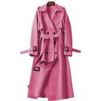 Clothing Long Trench Coat Classic Double Breasted Elegant Overcoat Pockets