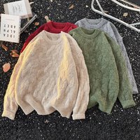 Clothing Lazy Style Cable Knit Sweater Chunky Cable Knit Sweater Oversized Crewneck Winter Pullover & Classic Colors