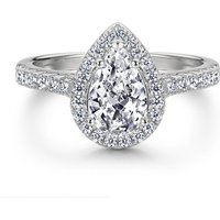 Cross Border Hot Selling Engagement Diamond Luxury Proposal Water Drop Element Heart Design Micro Pave Zircon