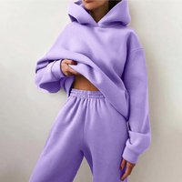 Casual Loungewear Two-Piece Set - Oversized Hoodie & Jogger Pants, Soft Polyester Blend, Streetwear Comfort For Women (Ocean Green / Dusty Pink)