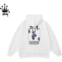 STUSSY Mask Pattern Printed Hoodie Cotton Fabric Unisex