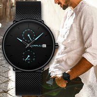 Men's And Women's Fashion Waterproof Round Mesh Strap Watch With Date Display, Casual Quartz Watch For Everyday Wear