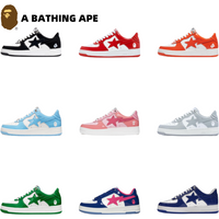 BATHING APE Classic Lacquer Leather Double Splicing Trendy Fashion Board Shoes Air Force No.1 Board Shoes Same Style