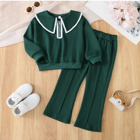 Kid's Clothing 2025 Autumn New Style Little Girl Casual Two Piece Suit Female Baby Fashionable Bell Bottom Pants