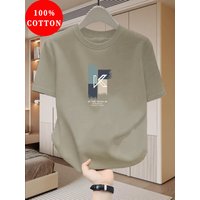 100% Pure Cotton Summer Fashion Abstract Letter Pattern Print Loose functional Short Sleeved T shirt Top