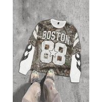 Streetwear Retro Print Pullover Sweatshirt Vintage Inspired Layered Look 3D Graphic Loose Fit Casual Top