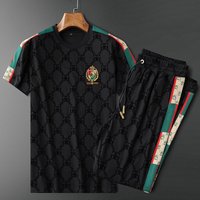 Clothing Station Summer Elastic Jacquard Casual Sports Suit Slim Fit Bee Embroidery Two piece Suit