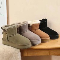 Shoes Side Zip Snow Boots – Shearling Lined Winter Shoes 