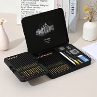 31 Piece Professional Sketching Set Wooden Pencils & Metal Case Perfect Artists Students & Beginners