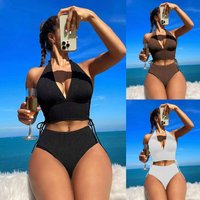 Two Piece Bikini Solid Halter Neck Swimsuit Provides Comfort Style Various Aquatic Activities