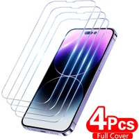 4Pcs Protective glass iPhone 15 14 13 12 11 Pro Max XR 12Mini 13Mini 15Plus screen protector Tempered glass iPhone 6 7 8 Plus SE 2020 Glass